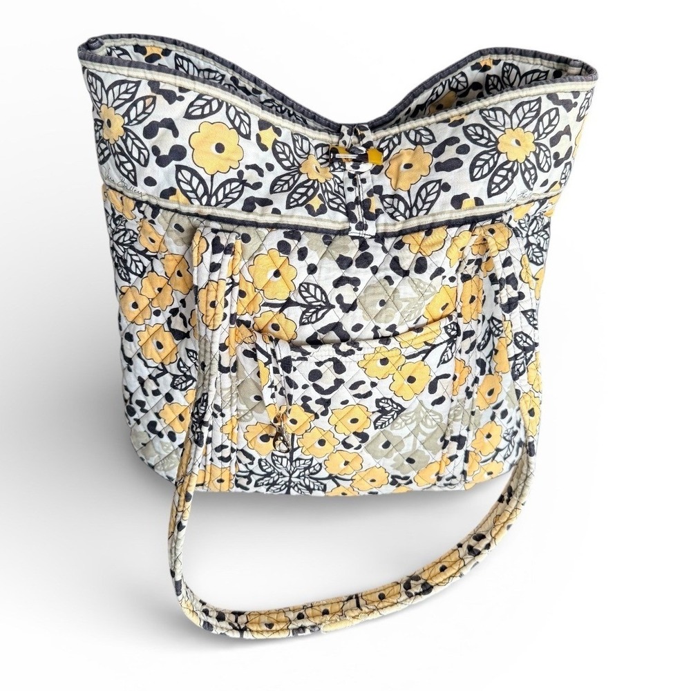 Vera Bradley Go Wild Quilted Cotton Tote Bag Yellow (free cosmetic bag included)